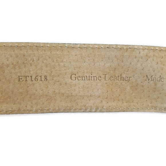 Leather Belt Wide Antique Silver Round Buckle L - Picture 4 of 6